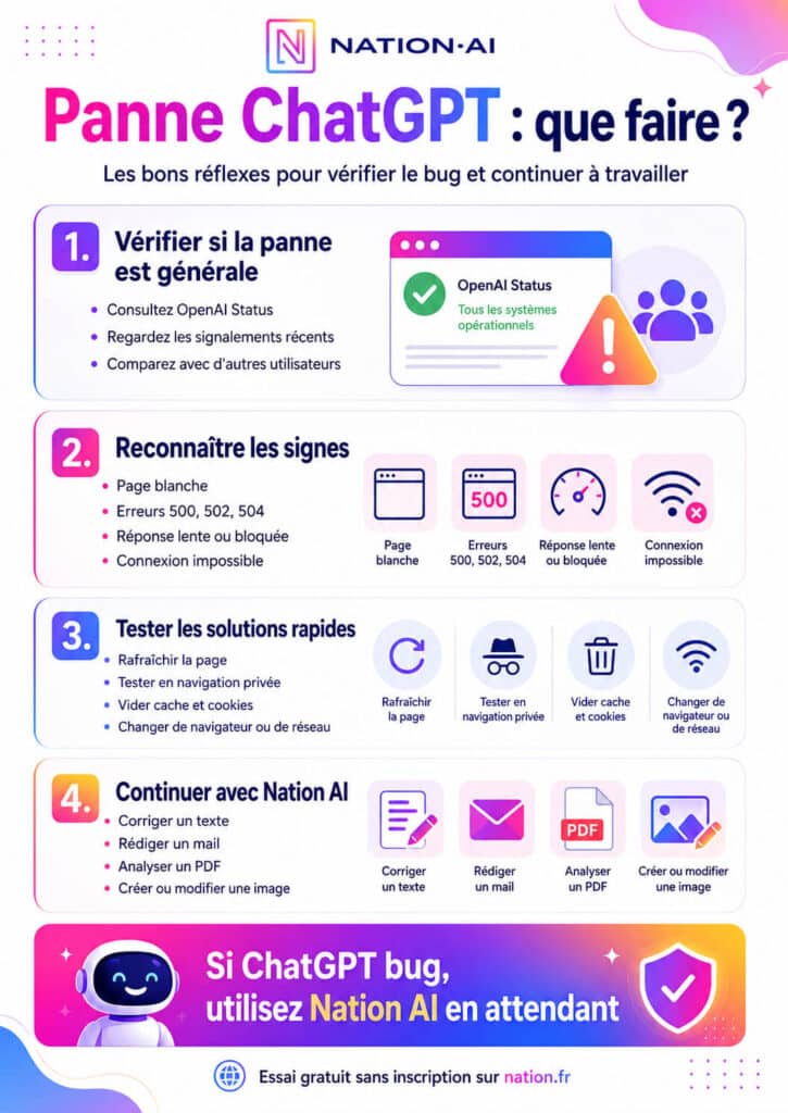 Panne ChatGPT : que faire ? (infographie)
