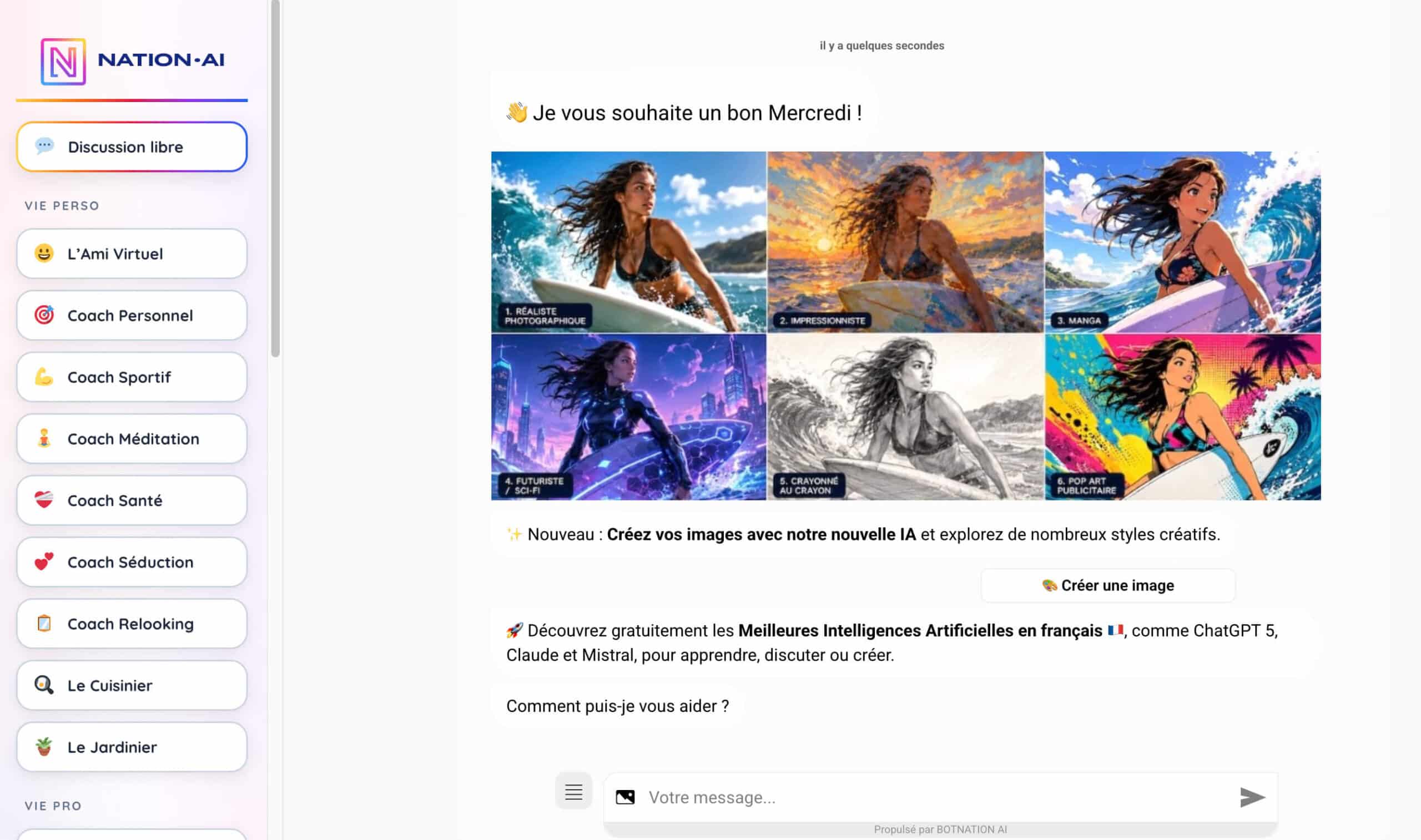 Interface de Nation AI
