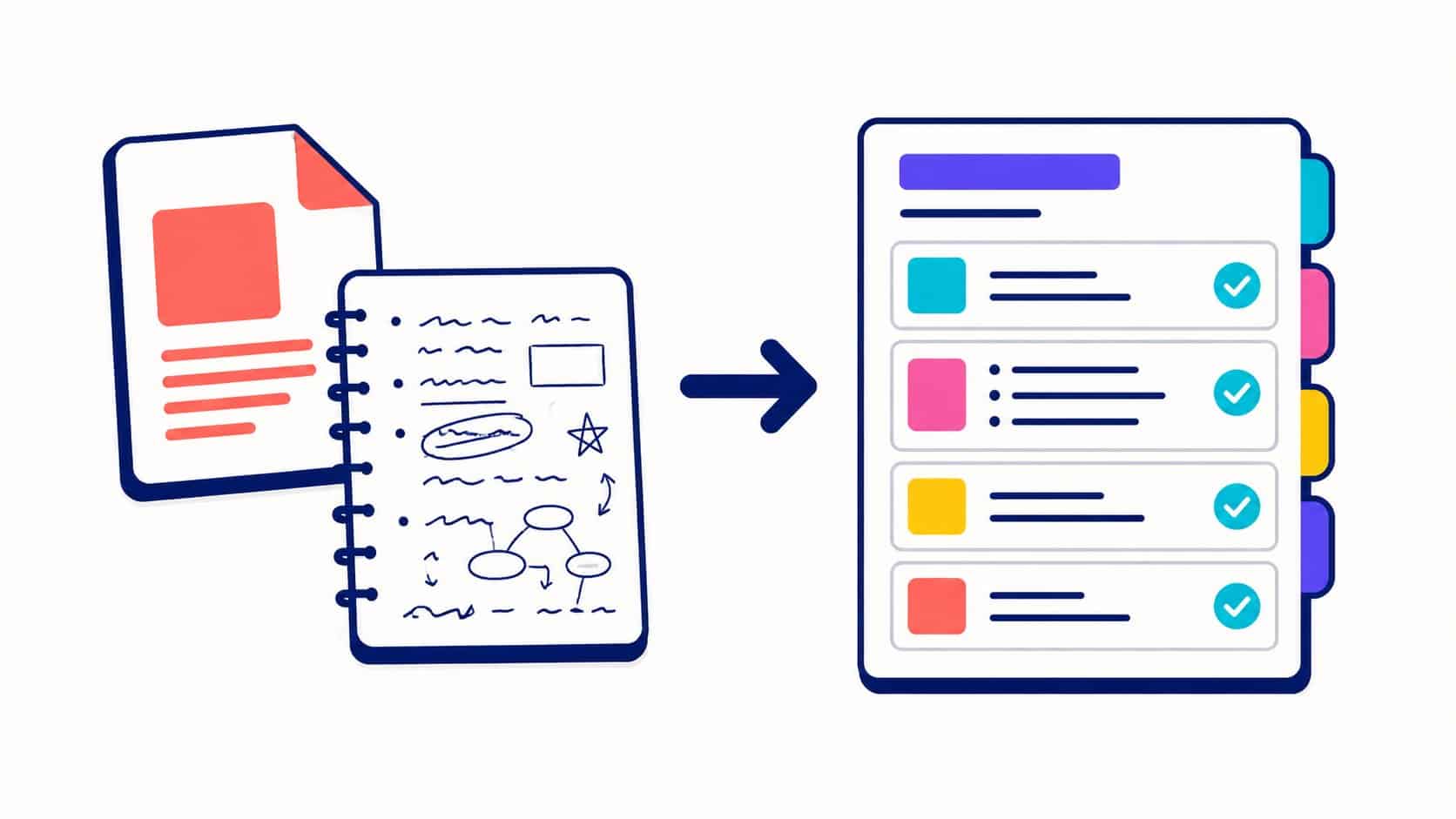 Un PDF de cours et une photo de notes manuscrites transformés en fiche de révision claire et structurée