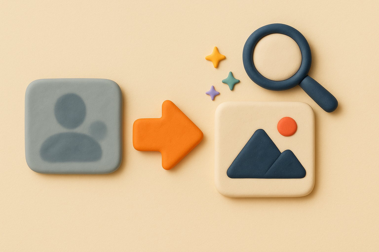 3D illustration showing a blurry image turned into a sharp detailed image before animation