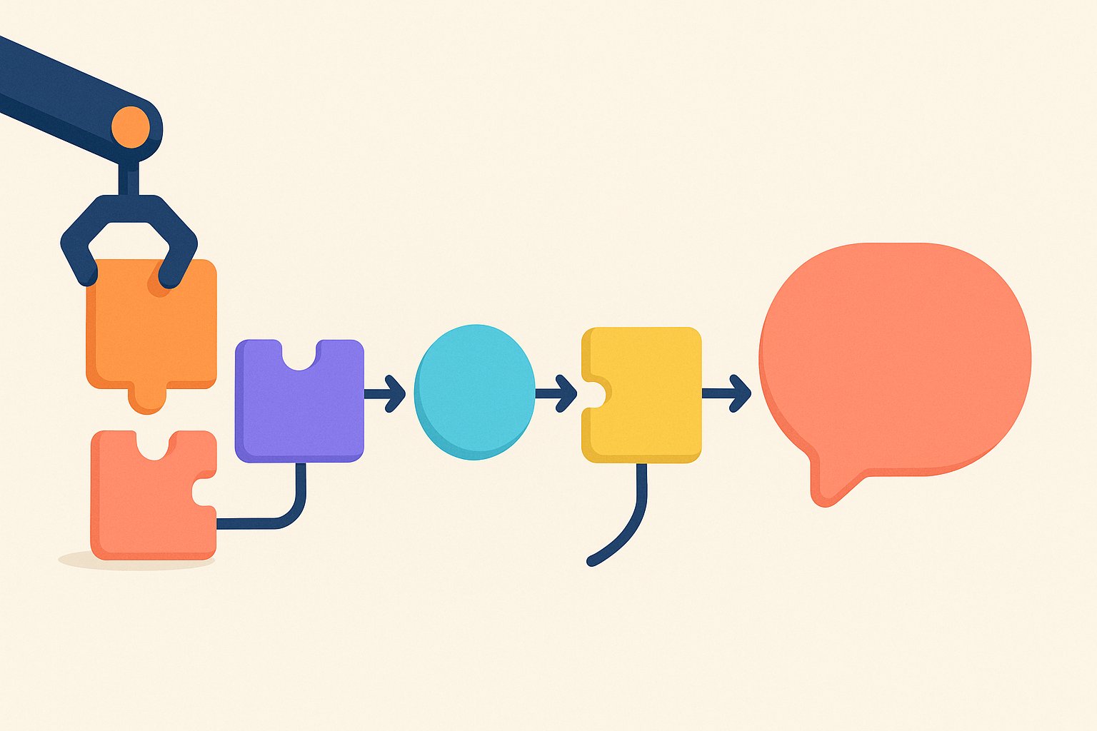 Création no-code d'un chatbot Messenger : des blocs de conversation assemblés par glisser-déposer