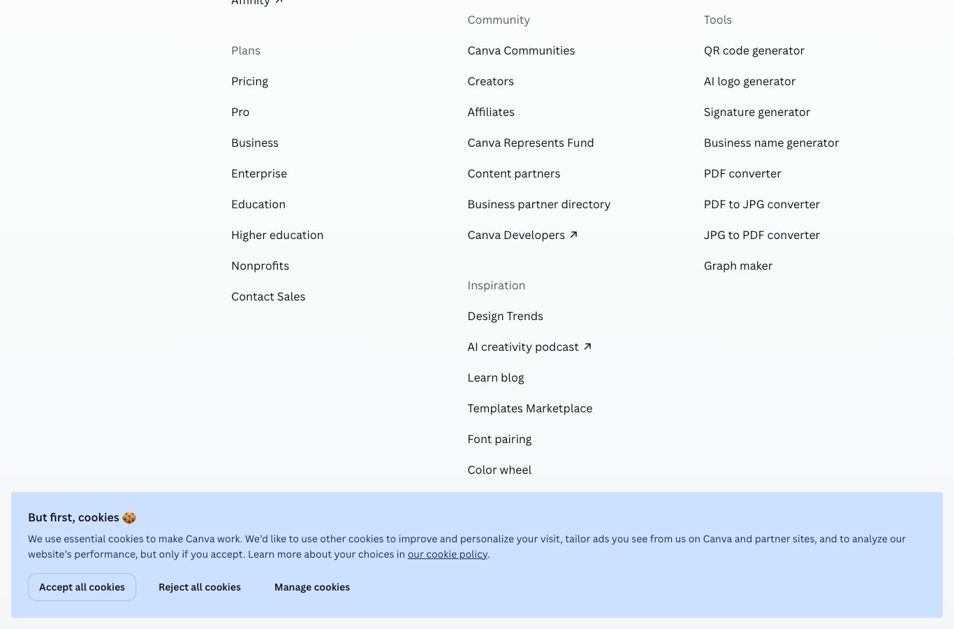 Canva AI logo generator page advertising 20 free uses per month