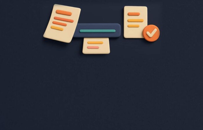 Illustration 3D : une feuille de CV glisse dans un lecteur, une seconde en ressort validee