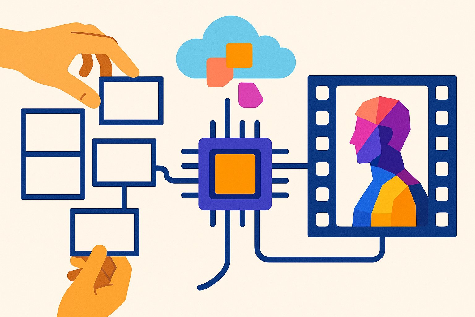 Chaîne de création d’un personnage virtuel pour un film, du storyboard au cadre de cinéma