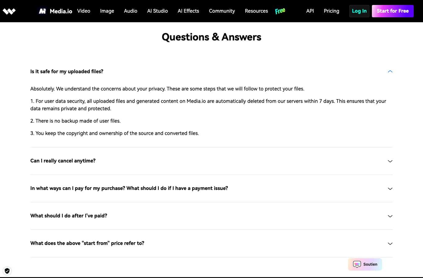 FAQ Media.io : les fichiers importes sont supprimes des serveurs sous 7 jours