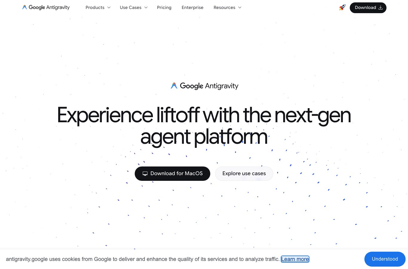 Official Google Antigravity site, the agent-first IDE that replaces Gemini CLI