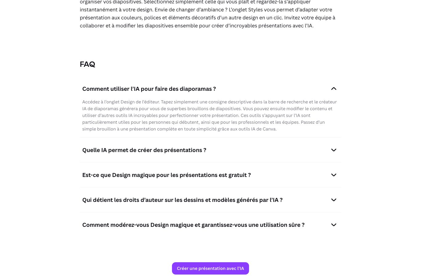 FAQ Canva : question sur la gratuité de Design magique pour les présentations