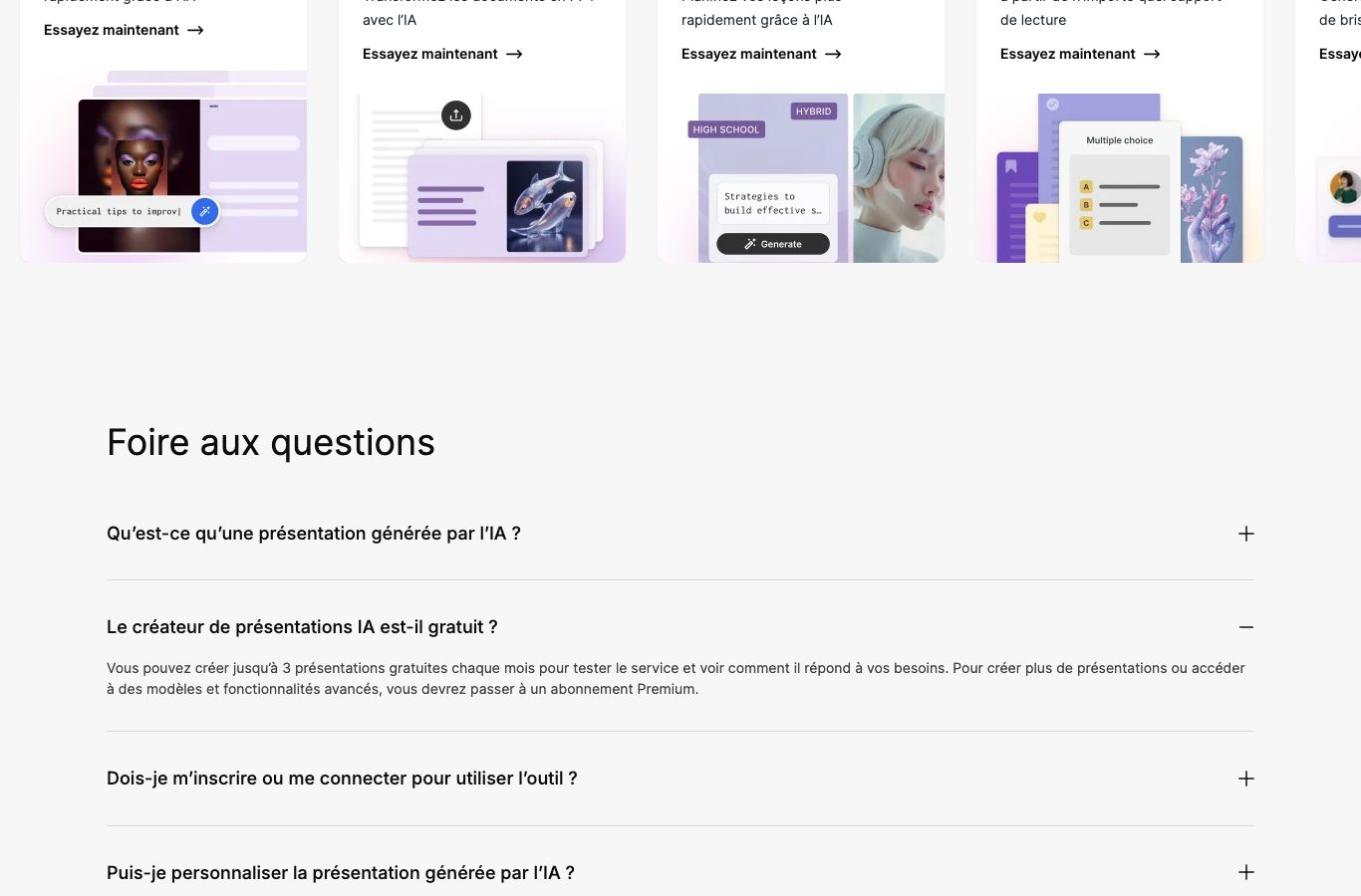 Slidesgo : réponse de la FAQ sur les 3 présentations gratuites par mois