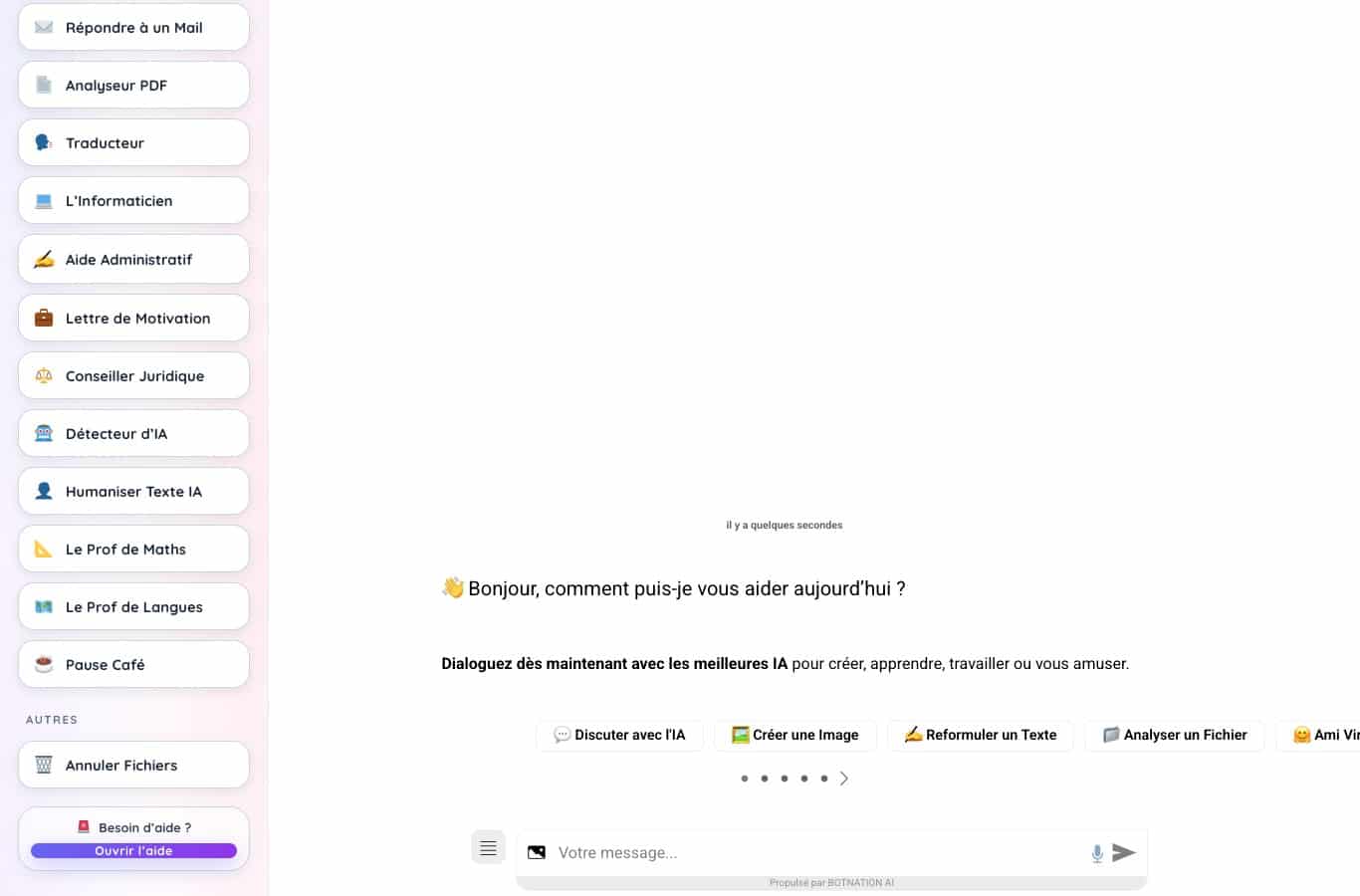 Capture de Nation AI : l assistant ecrit et raccourcit le texte du script de voix off